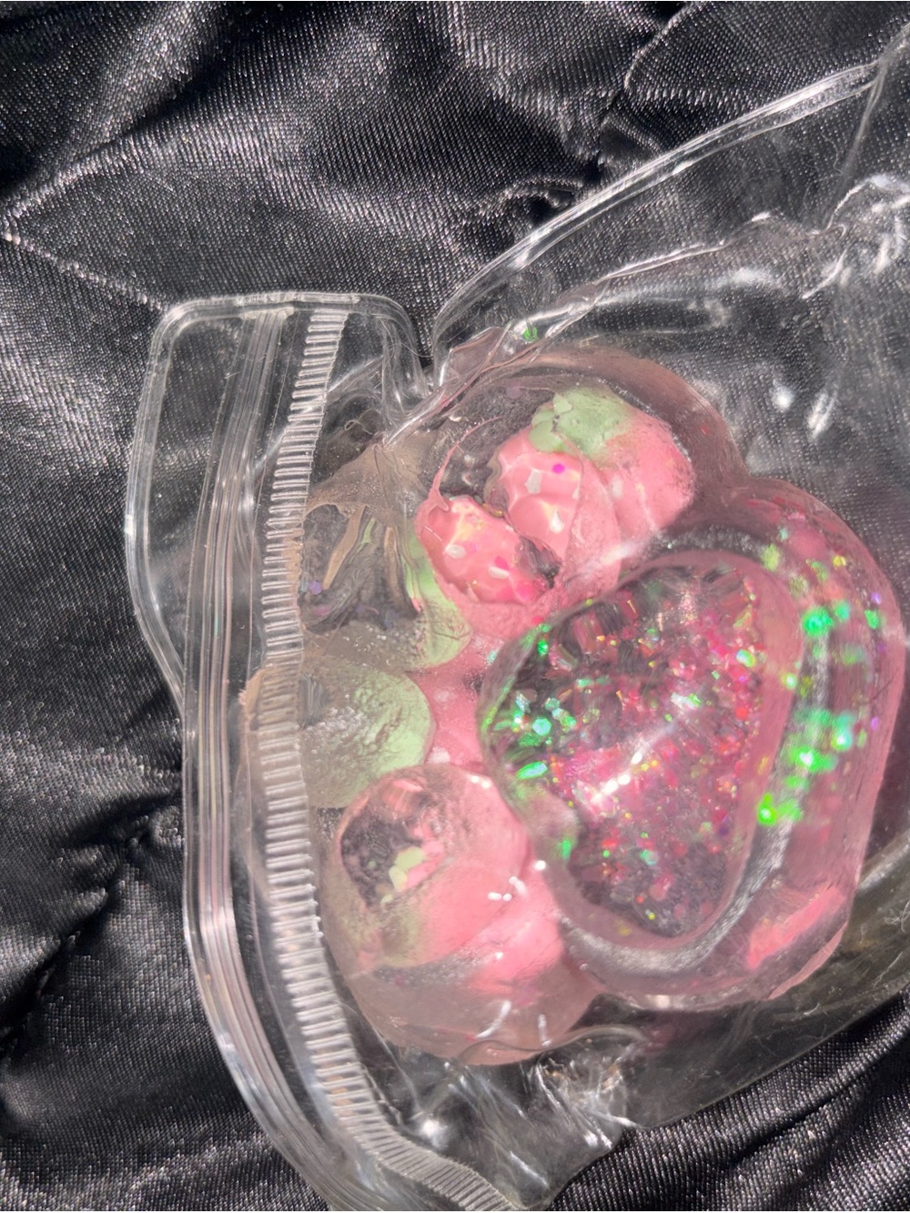 Heart Glitter Clear Pink Resin squishy